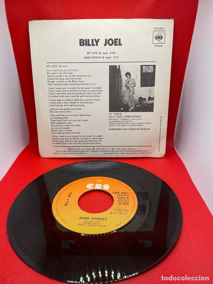 Discos de vinilo: BILLY JOEL -MI VIDA - VINILO SINGLE 1978 - Foto 2