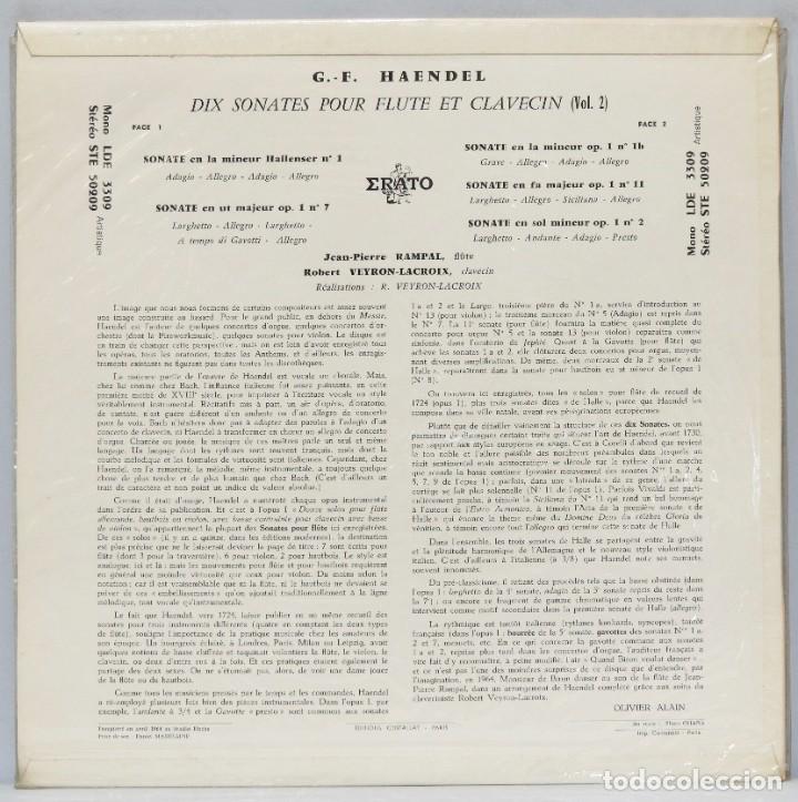 Discos de vinilo: LP. HAENDEL. SONATES POUR FLUTES & CLAVECIN - Foto 2