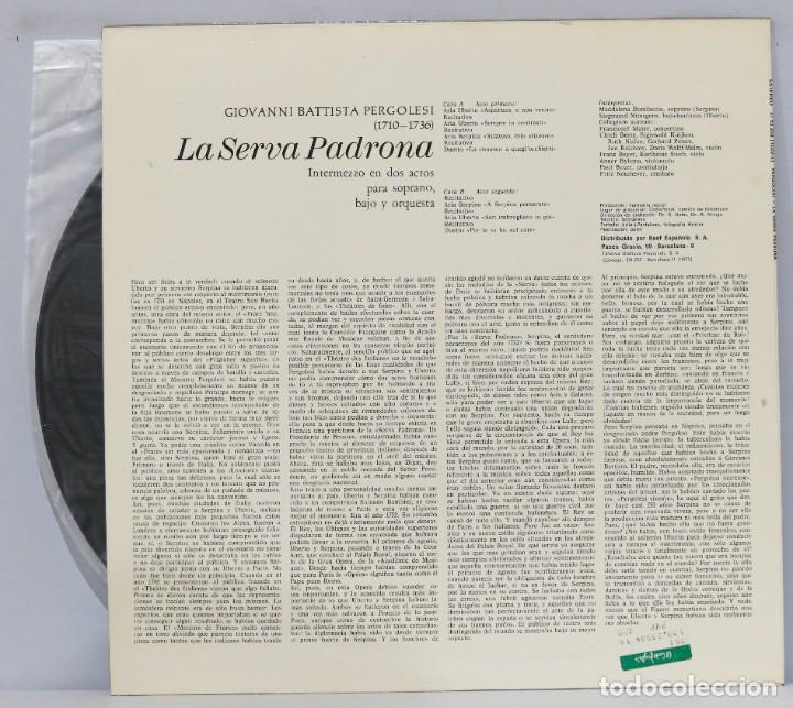 Discos de vinilo: LP. PERGOLESI. LA SERVA PADRONA - Foto 2