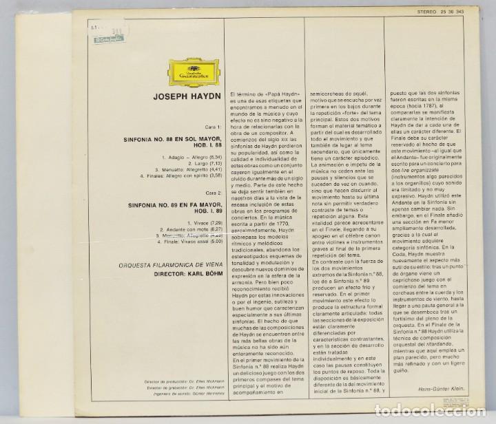 Discos de vinilo: LP. HAYDN. SYMPHONIEN 88 89. BOHM - Foto 2