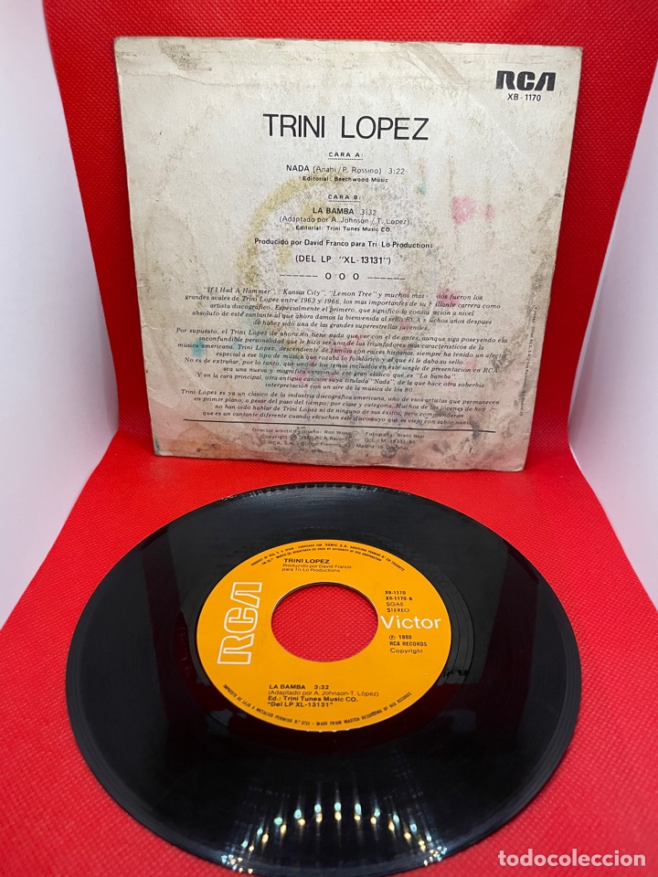 Discos de vinilo: Trini L&oacute;pez Nada/ La bamba RCA 1980 - Foto 2