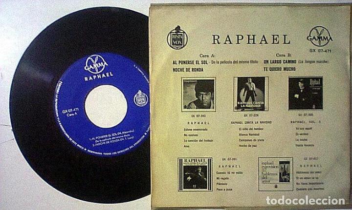 Discos de vinilo: RAPHAEL AL PONERSE EL SOL EP 45 RPM IMPORTADO - Foto 2