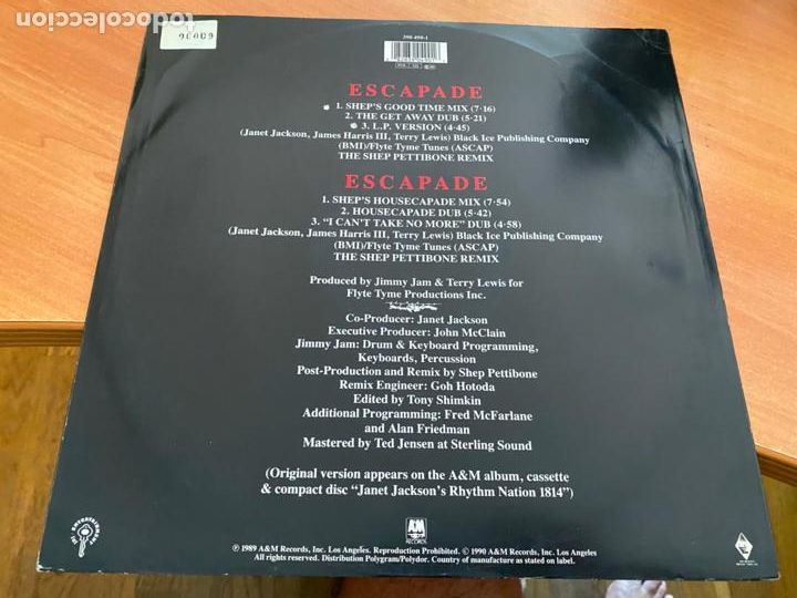 Discos de vinilo: JANET JACKSON (ESCAPADE) MAXI 1990 (B-31) - Foto 3