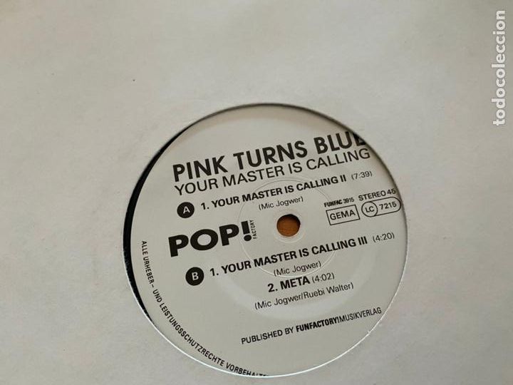Discos de vinilo: PINK TURNS BLUE (YOUR MASTER IS CALLING) MAXI (B-31) - Foto 2