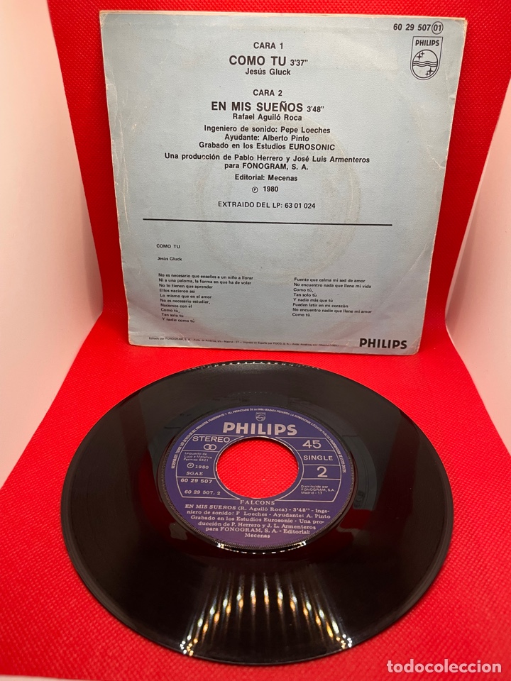Discos de vinilo: FALCONS - COMO TU - SINGLE 1980 Vinilo Single 7&rdquo; - Foto 2