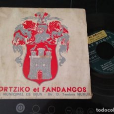 Discos de vinilo: BANDA MUNICIPAL DE IRUN / ZORTZIKO ET FANDANGOS / EP 45 RPM / DIR.TEODORO MURUA / AGORILA BAYONNE
