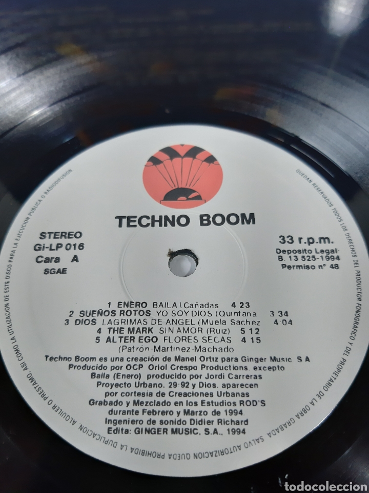 Discos de vinilo: *TECHNO BOOM. LP. GINGER MUSIC 1994. VARIOS. A3 - Foto 4