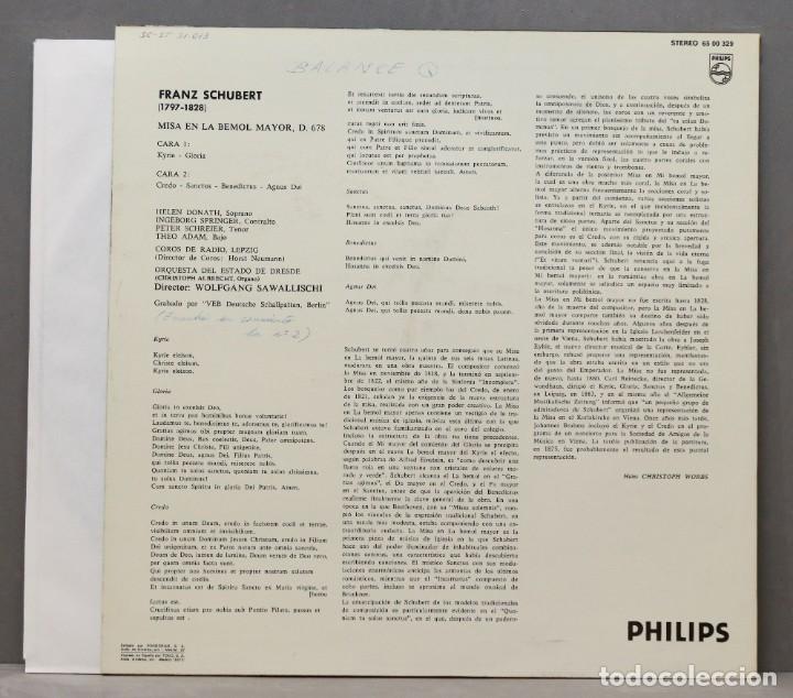 Discos de vinilo: LP. SCHUBERT. MISA EN BEMOL MAYOR - Foto 2