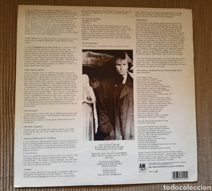 Discos de vinilo: DOBLE LP STING - NOTHING LIKE THE SUN - - Foto 3