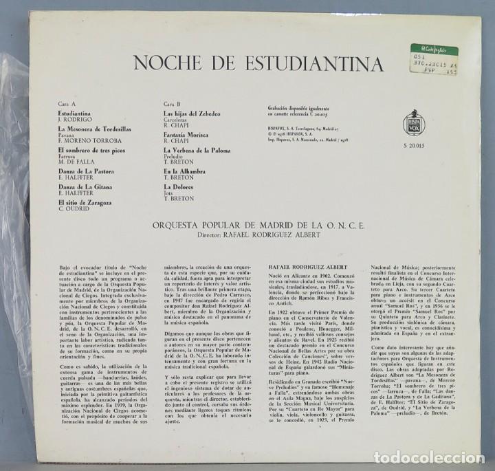 Discos de vinilo: LP. NOCHE DE ESTUDIANTINA. ONCE - Foto 2