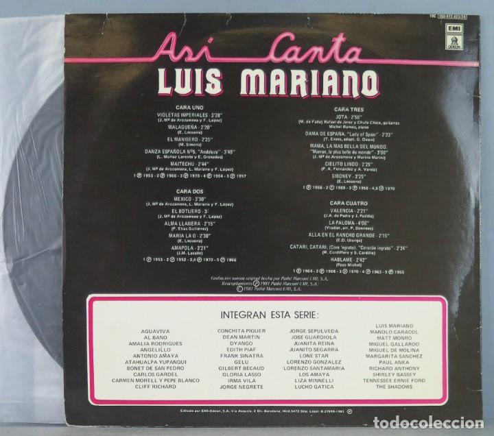 Discos de vinilo: 2 LP. LUIS MARIANO. ASI CANTA - Foto 2