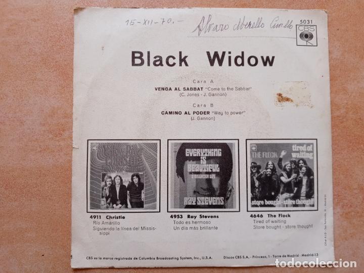 Discos de vinilo: Black widow- venga al sabbat/ camino al poder- single cbs 1970 - Foto 2