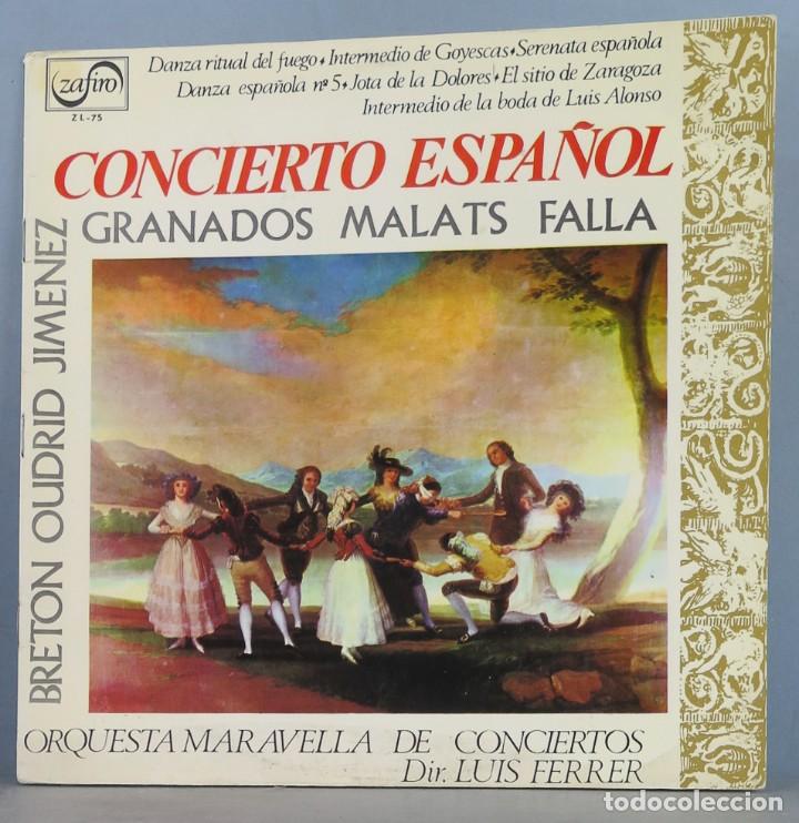 Dischi in vinile: LP. CONCIERTO ESPA&Ntilde;OL. GRANADOS, MALATS, FALLA