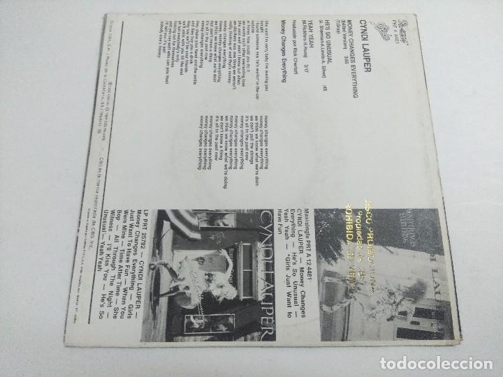 Discos de vinilo: SINGLE/CYNDI LAUPER/MONEY CHANGES EVERYTHING/PROMOCIONAL. - Foto 3