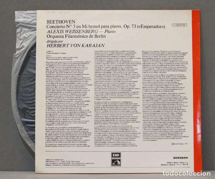 Discos de vinilo: LP. EMPEROR CONCERTO. BEETHOVEN. KARAJAN - Foto 2