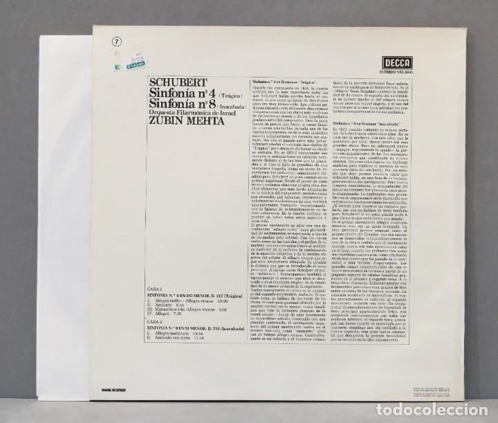 Discos de vinilo: LP. SCHUBERT. SINFONIA 4 Y 8. MEHTA - Foto 2