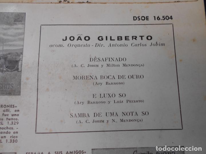 Discos de vinilo: JOAO GILBERTO - BOSSA NOVA // DESAFINADO + 3 - Foto 3