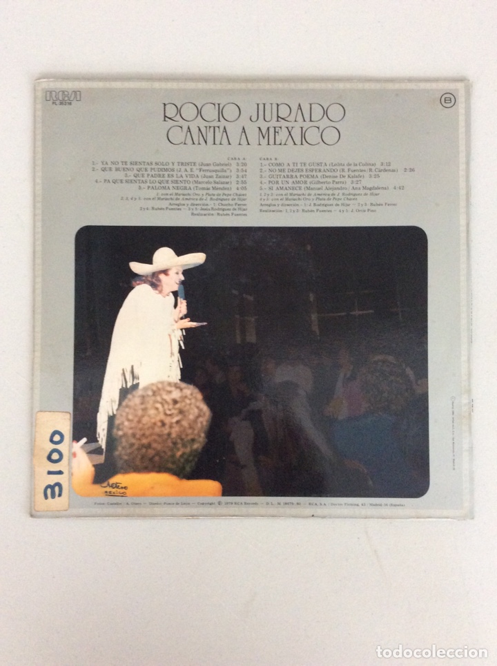 Discos de vinilo: Roci&oacute; Jurado canta a Mexico - Foto 2