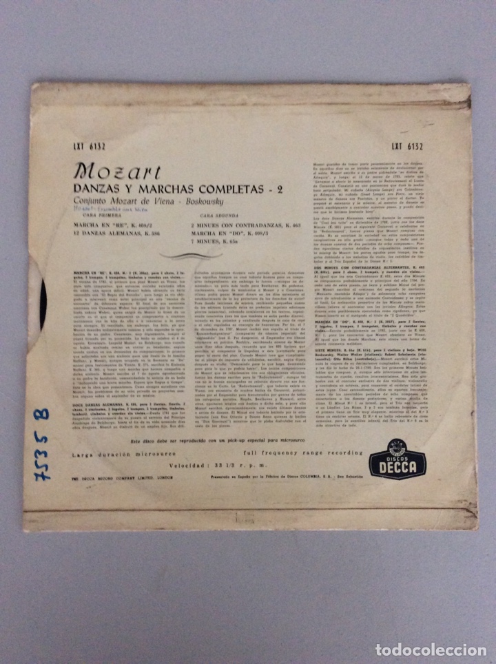 Discos de vinilo: Mozart. Complete dances & marches - Foto 2