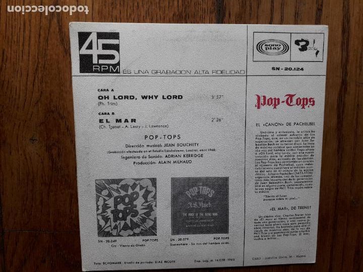 Discos de vinilo: Pop tops - oh lord, why lord + el mar - Foto 2