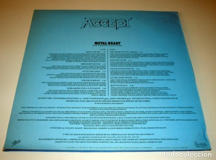 Discos de vinilo: LP ACCEPT - METAL HEART - Foto 2