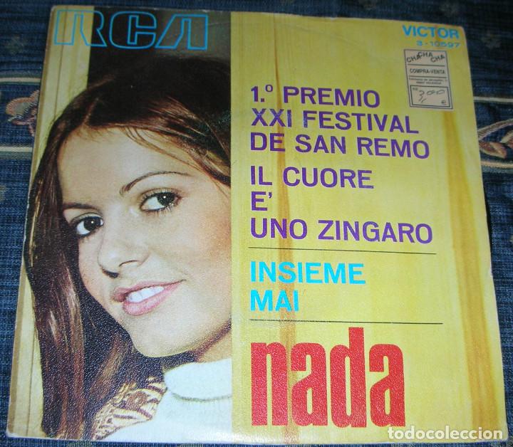 Discos de vinilo: NADA - IL CUORE E UNO ZINGARO - SINGLE SAN REMO 1971 - Foto 1
