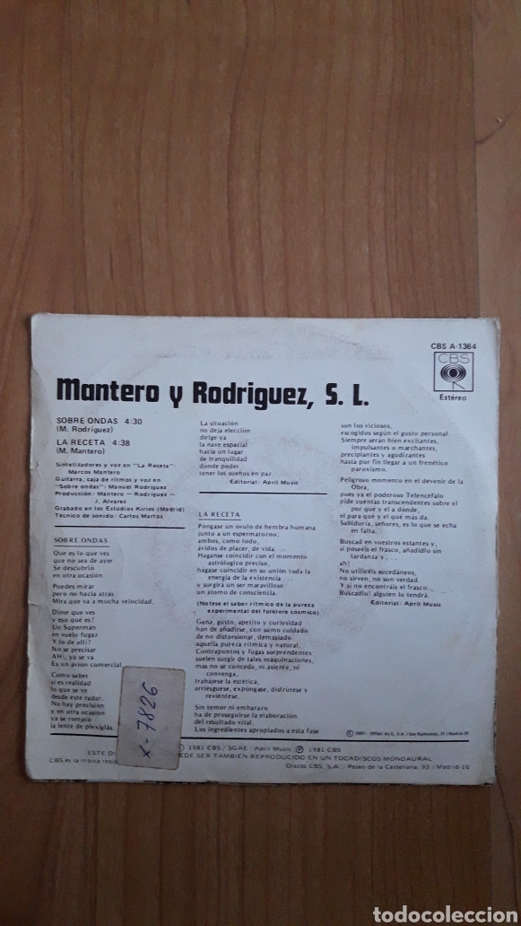 Discos de vinilo: MANTERO Y RODRIGUEZ. SOBRE ONDAS - Foto 2