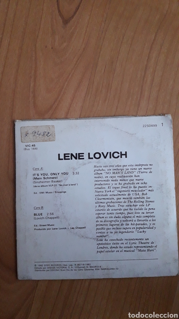 Discos de vinilo: LENE LOVICH. ITS YOU, ONLY YOU - Foto 2