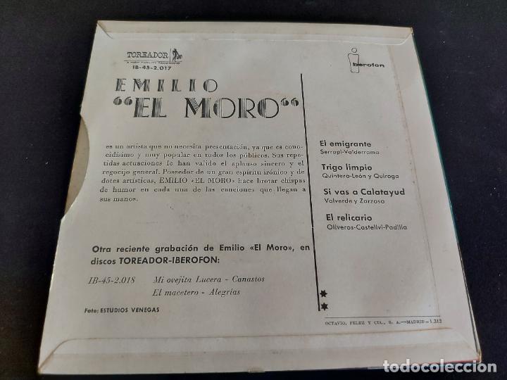 Discos de vinilo: EMILIO EL MORO / EL EMIGRANTE + 3 / EP-TOREADOR-1961 / MBC. ***/*** - Foto 2 - 274687208