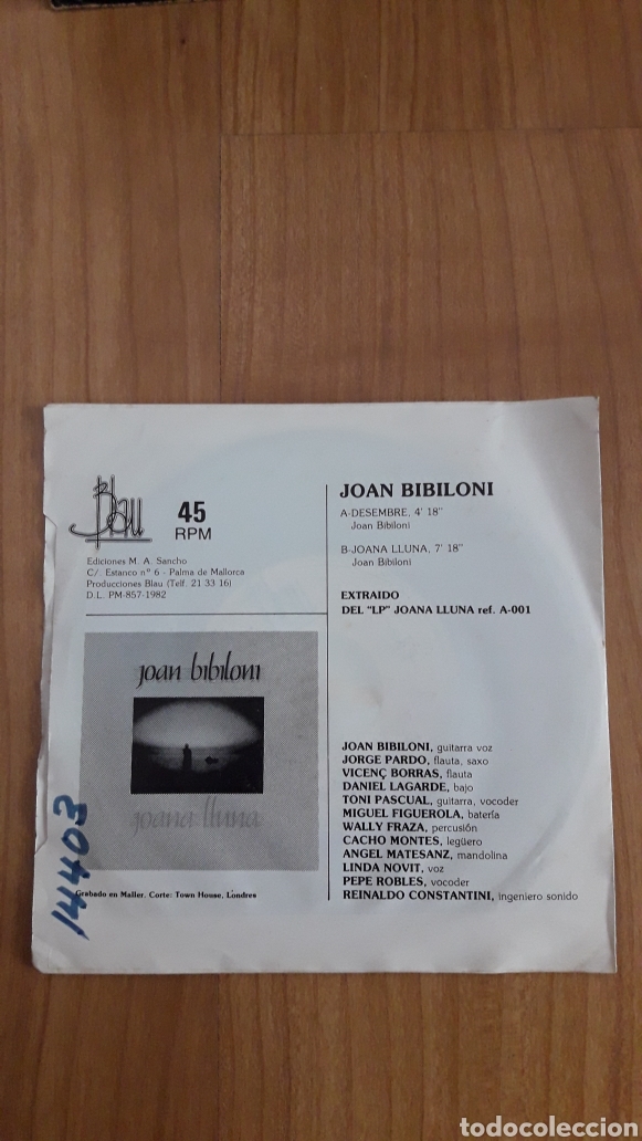 Discos de vinilo: JOAN BIBILONI. DESEMBRE - Foto 2