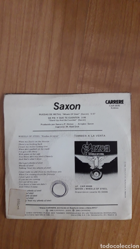 Discos de vinilo: SAXON. RUEDAS DE METAL - Foto 2