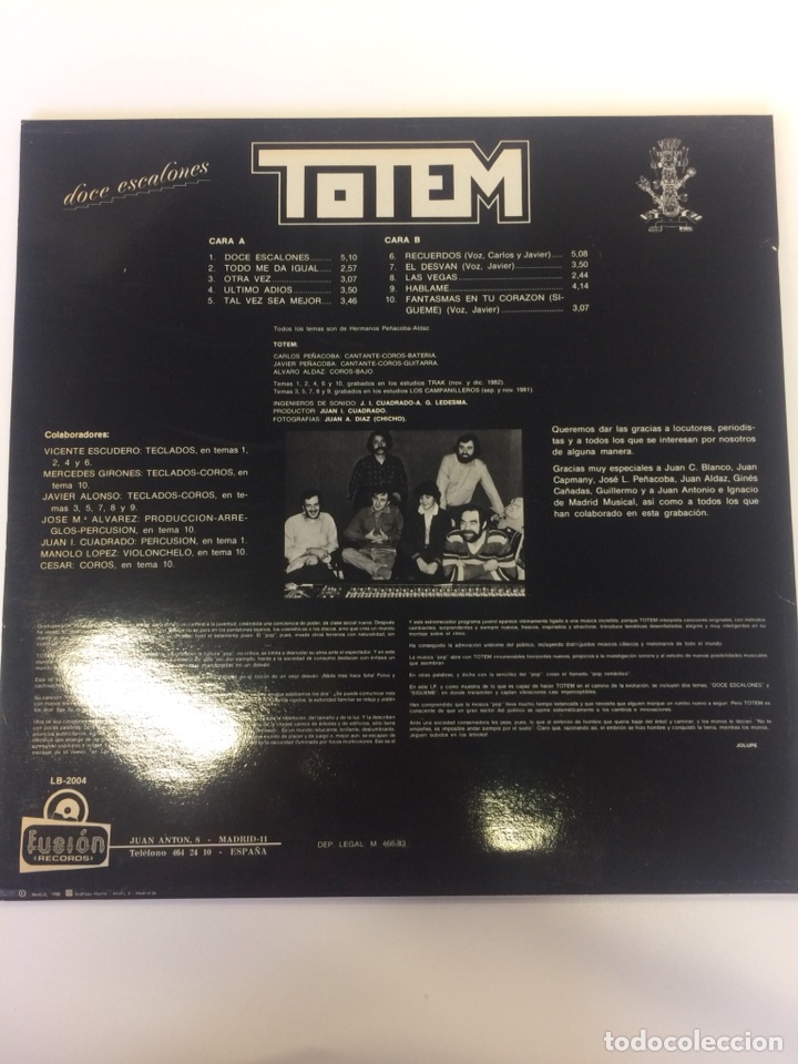 Discos de vinilo: TOTEM. Doce Escalones. - Foto 2