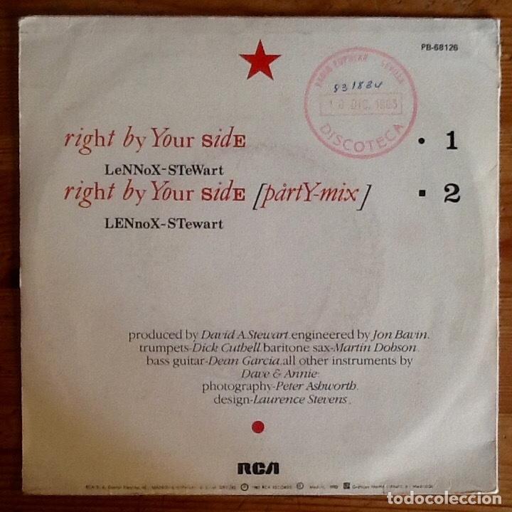 Discos de vinilo: EURYTHMICS : RIGHT BY YOUR SIDE [RCA - ESP 1983] 7&rdquo; - Foto 2