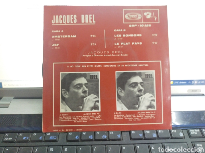 Discos de vinilo: Jacques brel EP Amsterdam + 3 Espa&ntilde;a 1968 - Foto 2