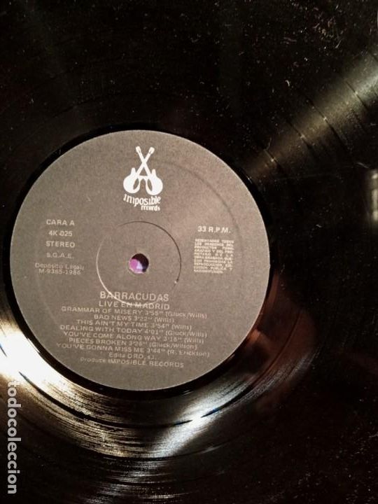 Discos de vinilo: THE BARRACUDAS - LIVE IN MADRID. - Foto 3