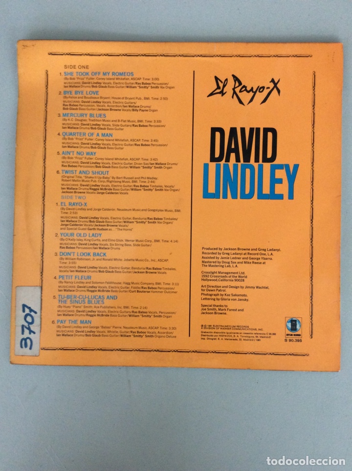 Discos de vinilo: David Lindley. El rayo X - Foto 2