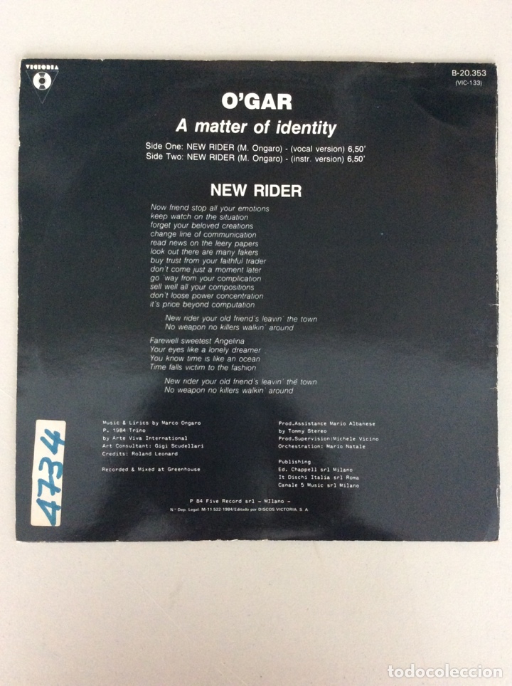 Discos de vinilo: New rider. O&rsquo;Gar - Foto 2