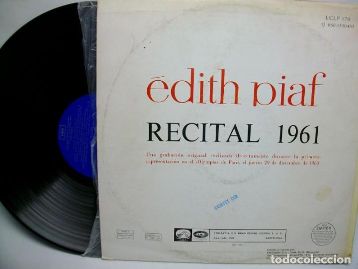 Discos de vinilo: EDITH PIAF RECITAL 1961 LP - Foto 2