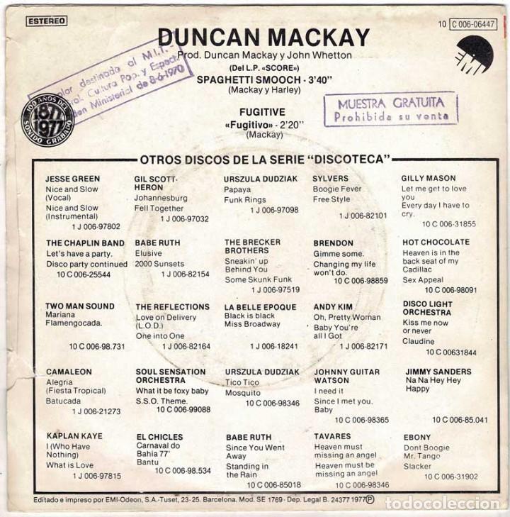 Discos de vinilo: Duncan Mackay - Spaghetti Smooch. Fugitive. Single - Foto 2