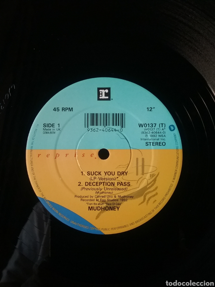 Discos de vinilo: MUDHONEY 12&rdquo; 1992 EGG Studios WEA Records - Foto 3