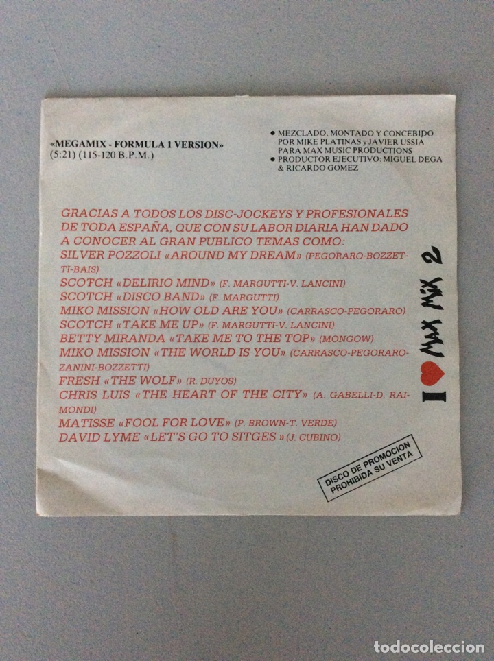 Discos de vinilo: I love max mix 2. Megamix formula i version - Foto 1