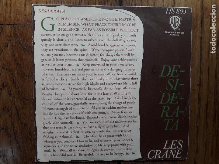 Discos de vinilo: Les crane - desiderata + esperanza - Foto 1