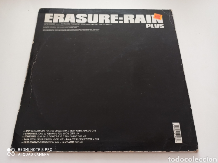 Discos de vinilo: Erasure - Rain (Plus) (12&rdquo;, Promo) - Foto 2