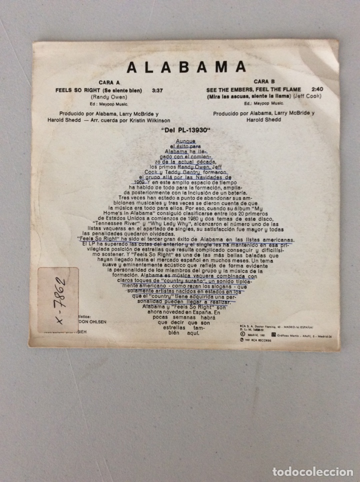 Discos de vinilo: Alabama. Feels so right. Se siente bien. - Foto 2
