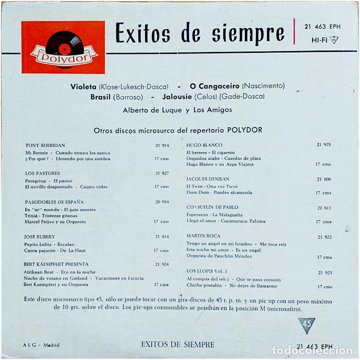 Discos de vinilo: Alberto De Luque y Los Amigos &lrm;- Exitos de siempre - Ep Spain 1962 - Polydor - Foto 2