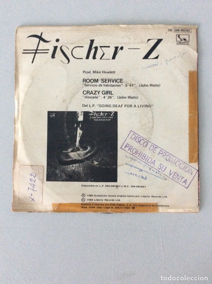 Discos de vinilo: Fischer-z. Servicio de habitaci&oacute;n - Foto 2