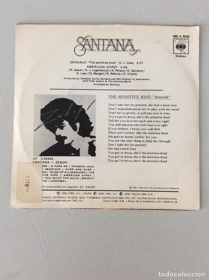 Discos de vinilo: Santana. Sensible - Foto 2