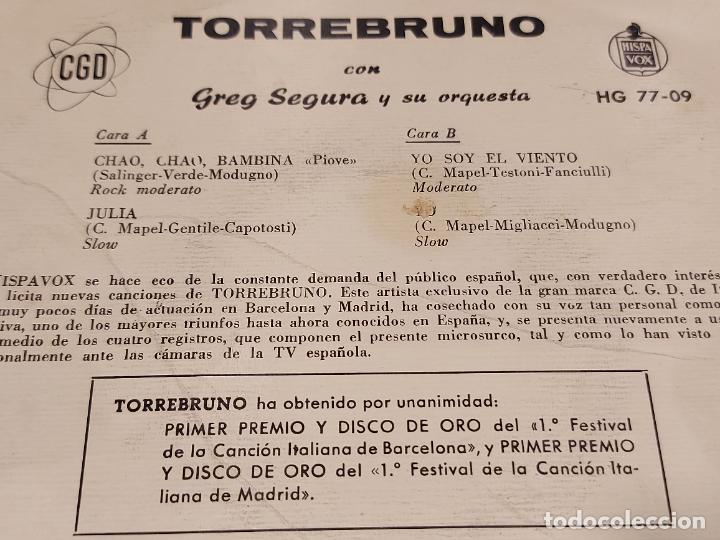 Discos de vinilo: TORREBRUNO / CHAO CHAO BAMBINA / EP - HISPAVOX-1959 / MBC. ***/*** - Foto 3 - 276768483