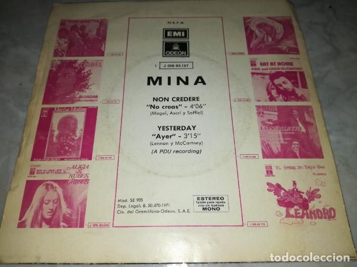 Discos de vinilo: MINA-NON CREDERE-ORIGINAL ESPA&Ntilde;OL 1971 - Foto 2