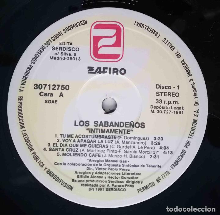 Discos de vinilo: 2 LP Los Sabande&ntilde;os - Intimamente - Zafiro 1991 - Foto 5